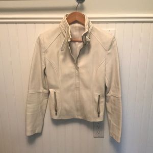Italian leather white moto jacket
